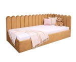 Polsterbett 90x200 cm mit Kopfteil im Zaun-Design und Bettkasten, Jugendbett LILO SM 02 Polsterbett 90x200 cm mit Kopfteil im Zaun-Design und Bettkasten, Jugendbett LILO SM 02