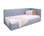 Polsterbett 90x200 cm mit Kopfteil im Zaun-Design und Bettkasten, Jugendbett LILO SM 02 Polsterbett 90x200 cm mit Kopfteil im Zaun-Design und Bettkasten, Jugendbett LILO SM 02
