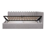 Polsterbett 90x200 cm mit Paneelen im Zaun-Design und Bettkasten, Jugendbett LILO SM 02