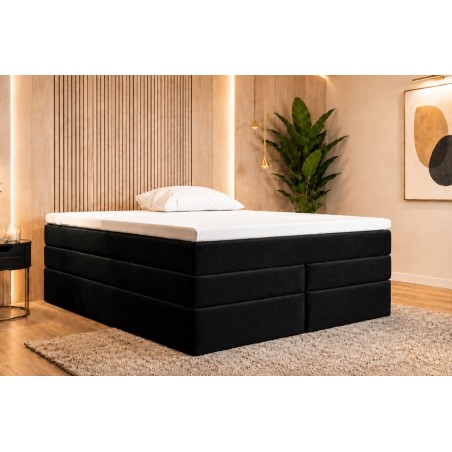Boxspringbett 140x200 cm, Ehebett mit 2 Matratzen, Hotelbett, ohne Kopfteil, LUXOR 1K