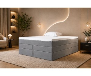 Kontinentalbett 160x200 cm, Ehebett mit 2 Matratzen, Hotelbett, ohne Kopfteil, LUXOR 1K