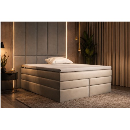Boxspringbett 180x200 cm, Doppelbett mit 2 Matratzen, Hotelbett, ohne Kopfteil, LUXOR 1K