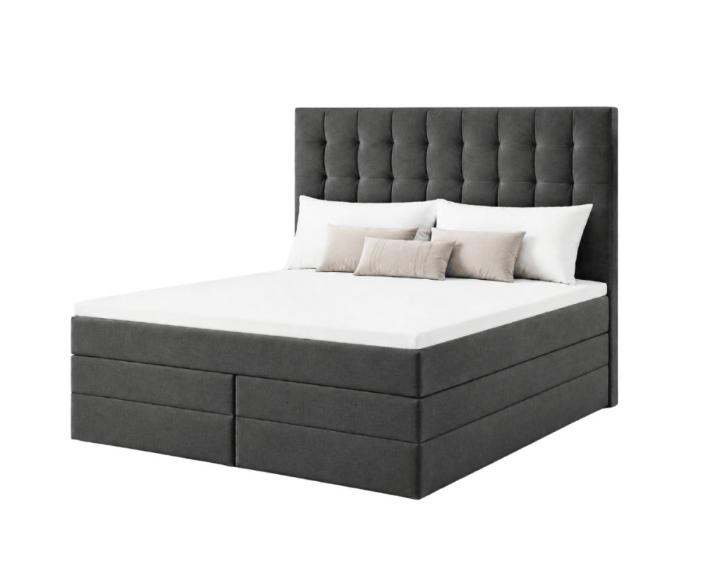 Boxspringbett 140x200 cm mit Bettkasten, niedriges Kopfteil auf Wunsch, Doppelbett MAGNUS 6B