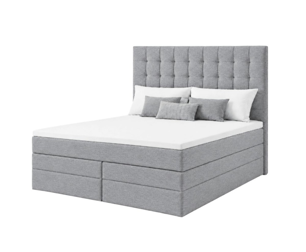Boxspringbett 140x200 cm mit Bettkasten, niedriges Kopfteil auf Wunsch, Doppelbett MAGNUS 6B