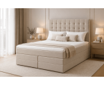 Boxspringbett 140x200 cm mit Bettkasten, niedriges Kopfteil auf Wunsch, Doppelbett MAGNUS 6B