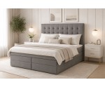 Boxspringbett 140x200 cm mit Bettkasten, niedriges Kopfteil auf Wunsch, Doppelbett MAGNUS 6B