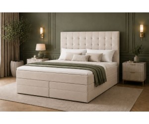 Boxspringbett 140x200 cm mit Bettkasten, niedriges Kopfteil auf Wunsch, Doppelbett MAGNUS 6B