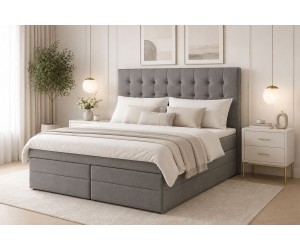 Kontinentalbett 200x200 cm mit hohem Kopfteil, 2 Bettkästen, Doppelbett MAGNUS 6B