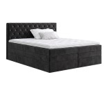 Boxspringbett 140x200 cm, Ehebett, Hotelbett, Kopfteil gesteppt mit Kristallen, CRYSTAL K34