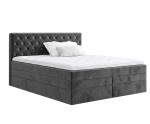 Boxspringbett 140x200 cm, Ehebett, Hotelbett, Kopfteil gesteppt mit Kristallen, CRYSTAL K34