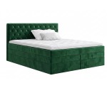 Boxspringbett 140x200 cm, Ehebett, Hotelbett, Kopfteil gesteppt mit Kristallen, CRYSTAL K34
