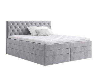 Boxspringbett 200x200 cm mit 2 Matratzen, Kopfteil gesteppt mit Kristallen, Hotelbett CRYSTAL K34