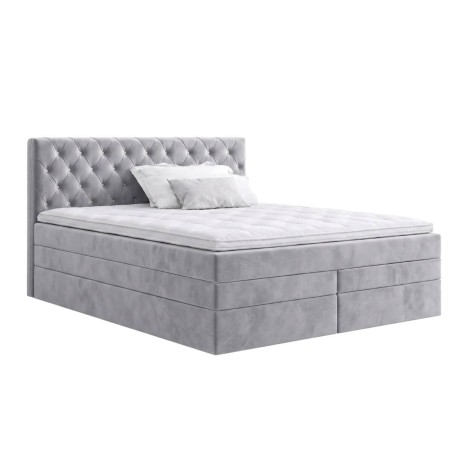 Boxspringbett 200x200 cm mit 2 Matratzen, Kopfteil gesteppt mit Kristallen, Hotelbett CRYSTAL K34