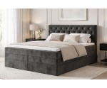 Kontinentalbett 160x200 cm, Ehebett, Hotelbett, Kopfteil gesteppt mit Kristallen, CRYSTAL K34