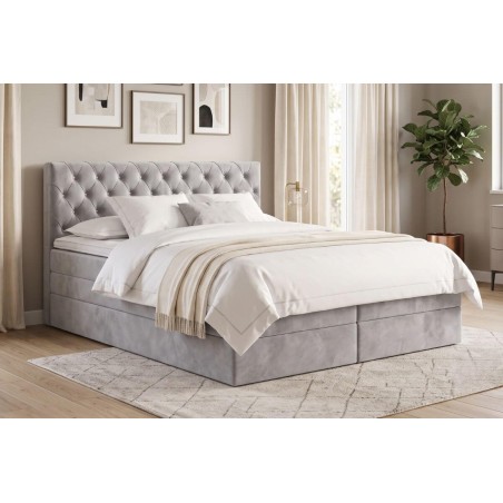 Kontinentalbett 180x200 cm, Ehebett, Hotelbett, Kopfteil gesteppt mit Kristallen, CRYSTAL K34