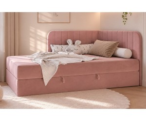 Boxspringbett 100x200 cm mit BONELL-Matratze, Eckbett, Jugendbett KEVIN 2M