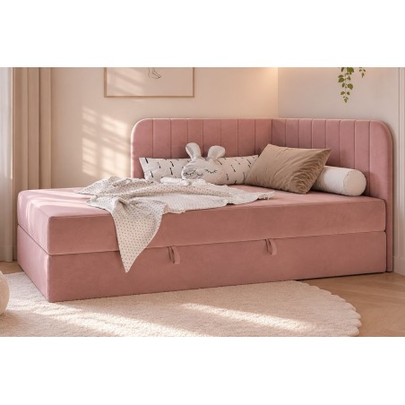 Boxspringbett 100x200 cm mit BONELL-Matratze, Eckbett, Jugendbett KEVIN 2M