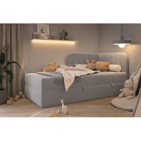 Kontinentalbett 90x200 cm mit BONELL-Matratze, Eckbett, Jugendbett KEVIN 2M