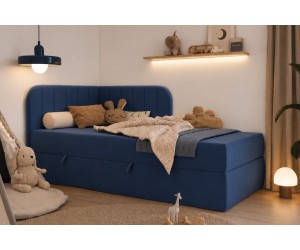 Einzelbett 80x200 cm mit BONELL-Matratze, Eckbett, Jugendbett KEVIN 2M