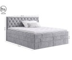 Kontinentalbett 160x200 cm, Ehebett, Hotelbett, Kopfteil gesteppt mit Kristallen, CRYSTAL K34