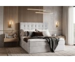 Boxspringbett 140x200 cm, Ehebett für Dachschräge, Hotelbett mit Bettkasten, MAGNUS 2A