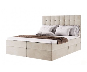 Kontinentalbett 160x200 cm, Ehebett für Dachschräge, Hotelbett mit Bettkasten, MAGNUS 2A