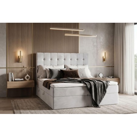 Stilvolles Doppelbett 180x200 cm, Ehebett mit Bettkasten, niedriges Kopfteil auf Wunsch, MAGNUS 2A