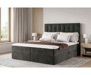 Komfortables Bett 200x200 cm für Schlafzimmer, Ehebett, Hotelbett mit Bettkasten, MAGNUS 2A