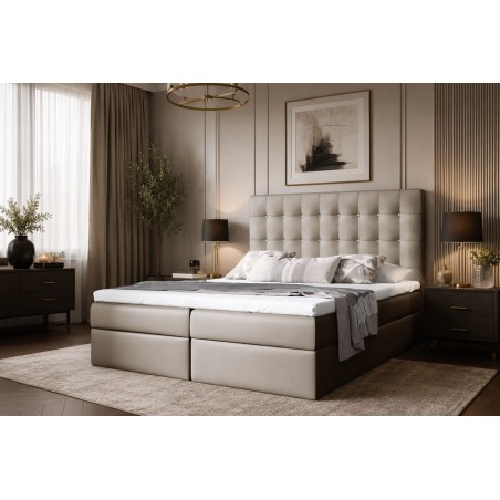 Boxspringbett 140x200 cm, Ehebett, Hotelbett, im Glamour-Stil, Kopfteil mit Kristallen, MAGNUS 11A