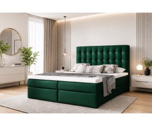 Bequemes Kontinentalbett 160x200 cm, Ehebett, Hotelbett, im Glamour-Stil, Kopfteil mit Kristallen, MAGNUS 11A