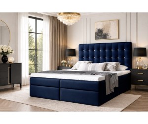 Komfortables Bett 180x200 cm für Schlafzimmer, Ehebett im Glamour-Stil, Kopfteil mit Kristallen, MAGNUS 11A