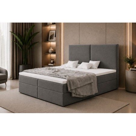 Bequemes Kontinentalbett 160x200 cm mit hohem Kopfteil, Ehebett mit Bettkasten, Hotelbett MAGNUS 13A