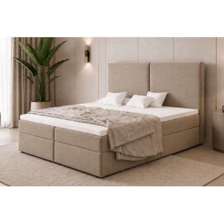 Großes Kontinentalbett 200x200 cm mit hohem Kopfteil, Ehebett, Hotelbett mit Bettkasten, MAGNUS 13A