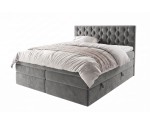 Elegantes Boxspringbett 140x200 cm mit 2 Bettkästen, 2 Matratzen und dekorativem Kopfteil, Ehebett SEUL 2B