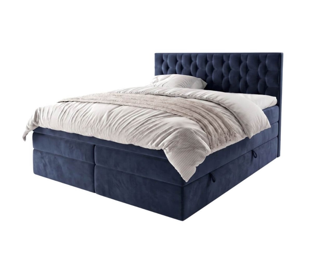Elegantes Boxspringbett 140x200 cm mit 2 Bettkästen, 2 Matratzen und dekorativem Kopfteil, Ehebett SEUL 2B
