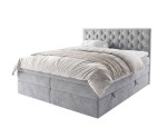 Kontinentalbett 160x200 cm mit elegantem Kopfteil, Bettkasten und 2 Matratzen, Doppelbett SEUL 2B