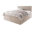 Kontinentalbett 160x200 cm mit elegantem Kopfteil, Bettkasten und 2 Matratzen, Doppelbett SEUL 2B