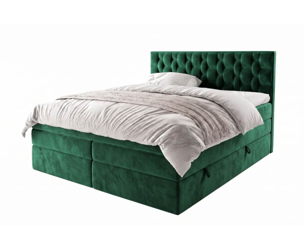 Stilvolles Doppelbett 180x200 cm mit hohem Kopfteil, 2 Bettkästen und 2 Matratzen, Boxspringbett SEUL 2B