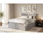 Stilvolles Doppelbett 180x200 cm mit hohem Kopfteil, 2 Bettkästen und 2 Matratzen, Boxspringbett SEUL 2B