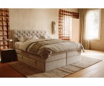 Stilvolles Doppelbett 180x200 cm mit hohem Kopfteil, 2 Bettkästen und 2 Matratzen, Boxspringbett SEUL 2B