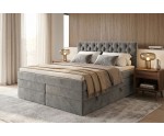 Stilvolles Doppelbett 180x200 cm mit hohem Kopfteil, 2 Bettkästen und 2 Matratzen, Boxspringbett SEUL 2B