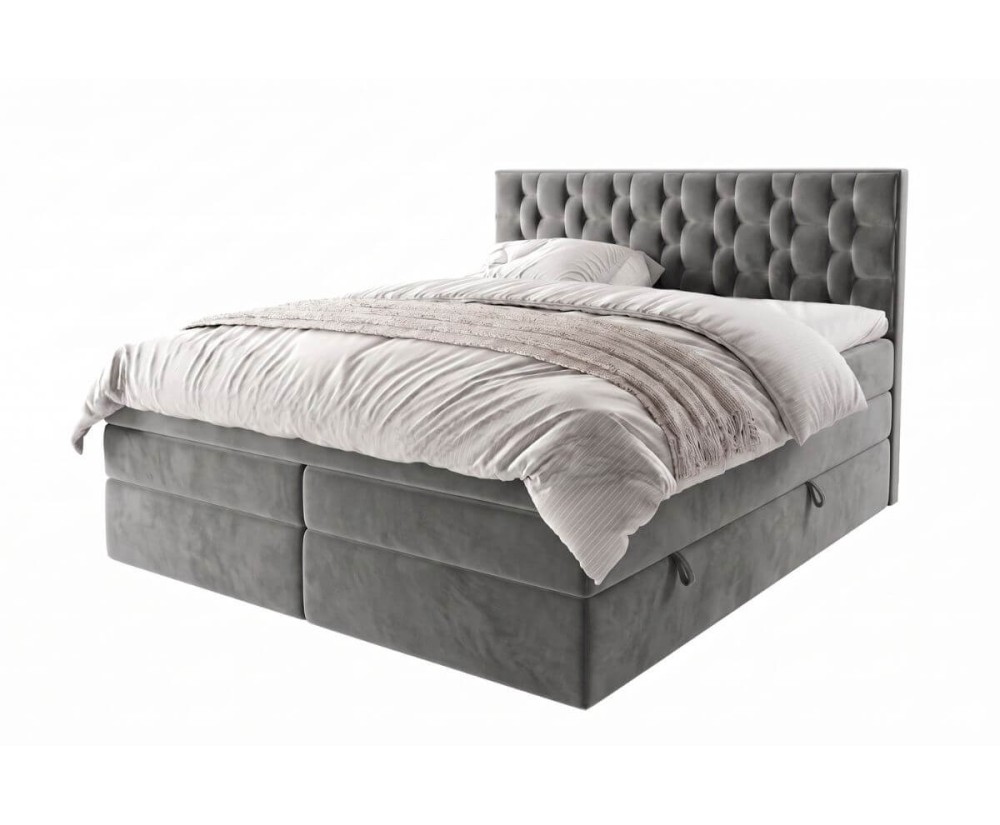 Luxuriöses Kontinentalbett 200x200 cm mit hohem Kopfteil, Bettkasten und 2 Matratzen, Komfortbett SEUL 2B Luxuriöses Kontinentalbett 200x200 cm mit hohem Kopfteil, Bettkasten und 2 Matratzen, Komfortbett SEUL 2B