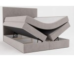 Luxuriöses Kontinentalbett 200x200 cm mit hohem Kopfteil, Bettkasten und 2 Matratzen, Komfortbett SEUL 2B