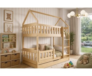 Hochbett 80x160 cm mit Schublade, HAUSBETT, Etagenbett, Holzbett, 3 Farben versandbereit, FELIX