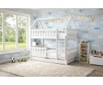 Hochbett 80x160 cm mit Schublade, HAUSBETT, Etagenbett, Holzbett, 3 Farben versandbereit, FELIX