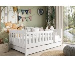 Holzbett 80x190 cm, mit Schublade und Geländer, Kinderbett in drei Farbvarianten, BAMBI Holzbett 80x190 cm, mit Schublade und Geländer, Kinderbett in drei Farbvarianten, BAMBI