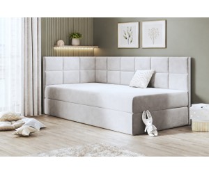 Jugendbett 100x200 cm mit Bettkasten, Einzelbett mit Seitenteilen, MEROO 3M