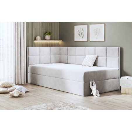 Jugendbett 100x200 cm mit Bettkasten, Einzelbett mit Seitenteilen, MEROO 3M