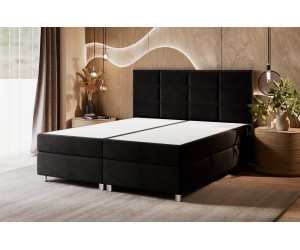 Boxspringbett 160x200 cm, Hotelbett mit Bettkasten, verchromte Füße, niedriges Kopfteil auf Wunsch, MEROO 5M