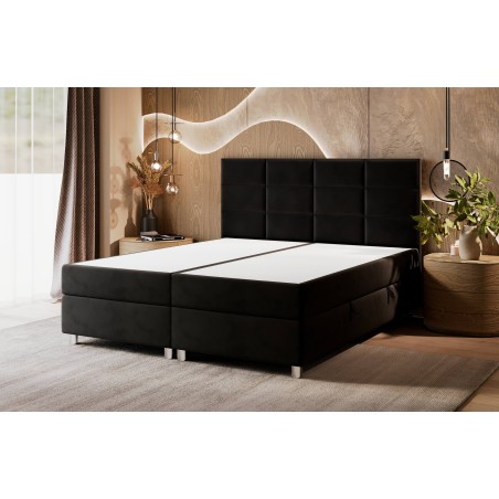 Boxspringbett 160x200 cm, Hotelbett mit Bettkasten, verchromte Füße, niedriges Kopfteil auf Wunsch, MEROO 5M